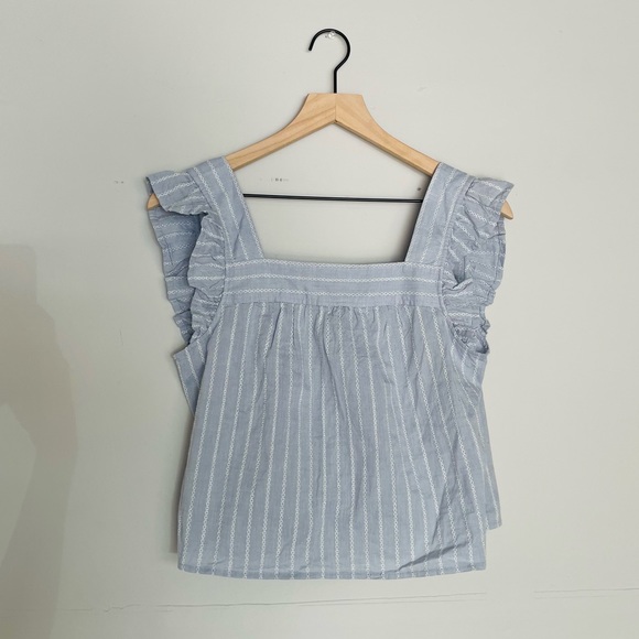 Madewell Striped Flutter-Sleeve Cross-Back Top NWT - Picture 3 of 15